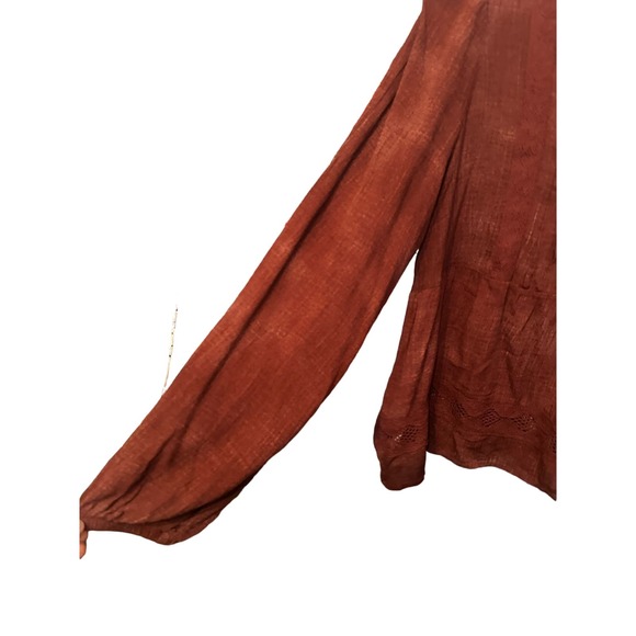 NWT Rewind Peasant Blouse Burgundy Long Sleeve Sz L - Picture 2 of 8